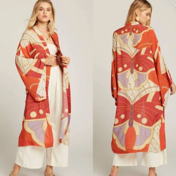 Novella Royale - The Georgia Robe in Red Butterfly Size Small - Picture 4 of 16